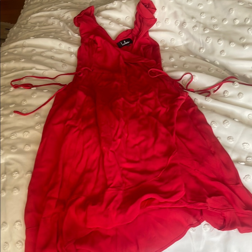 Lulu's Vibrant Red High Low Wrap Dress